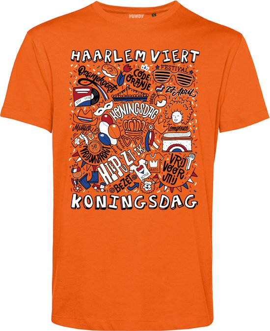 T-shirt enfant Haarlem Oranjekoorts | Vêtement pour fête du roi | Chemise orange | Orange | taille 116