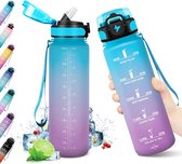 Sportfles, Herbruikbare waterfles - 350 ml/500 ml/800 ml/1000 ml/1500 ml, BPA-vrij, met tijdsmarkering, geschikt voor sport, wandelen, kantoor, school