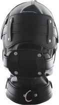 Masque de bondage en cuir fétiche avec pénis gag - Masque BDSM bouche gag - Bandeau pour les yeux - Boucles et sangles - Réglable - Taille unique