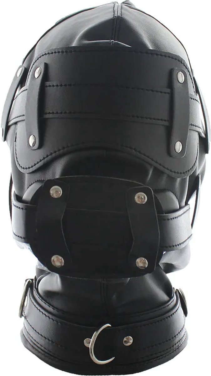 Goedkoopste Fetisj Lederen bondage masker met gag penis - Mondknevel BDSM masker - Blinddoek - Gespen en riemen - Verstelbaar - One size