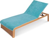 Badstof hoes voor ligstoel strandstoel 80x200cm - ligkussen met capuchon overslag wasmachinebestendig - versch. kleuren