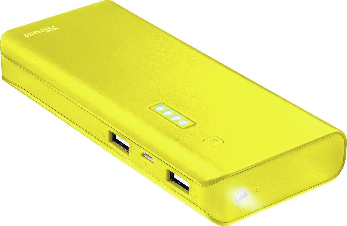 Trust Primo Powerbank 10.000 mAh met Twee Outputs 2.1A Geel