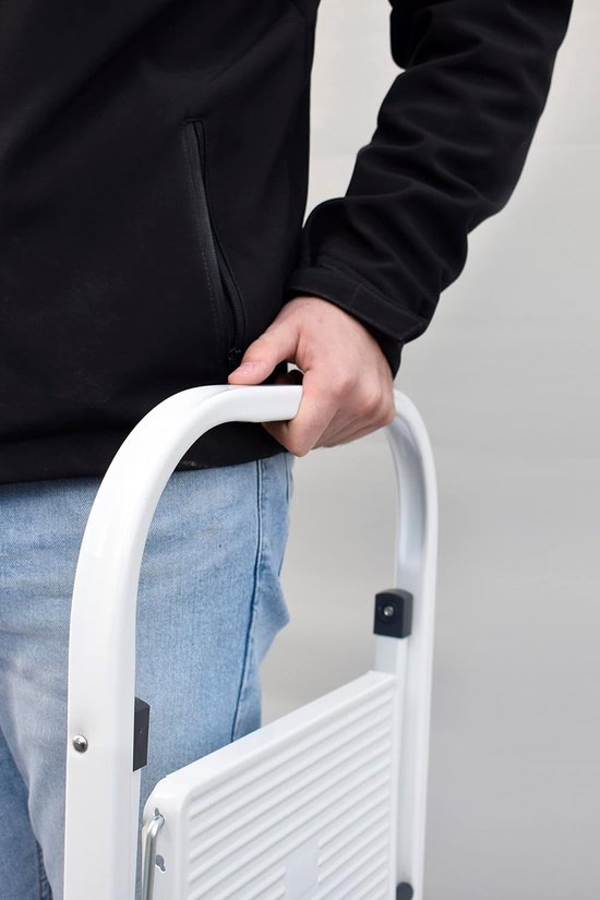 Opstapkruk met 2 treden Stalen ladder Opvouwbare antislip-draagkruk Veiligheidstrap van Merkloos — afbeelding 3
