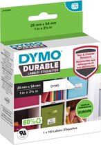 DYMO originele Duurzame LabelWriter labels | 25 mm x 54 mm | Witte Poly | 160 zelfklevende etiketten | Stevige labels voor de LabelWriter labelprinters