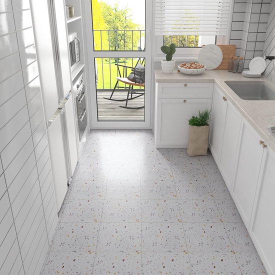 Autocollant Sol Et Mur Marbre PVC - 24 Stickers Adhésifs 30x30cm - Imitation Marbre Pour Cuisine & Salle De Bain