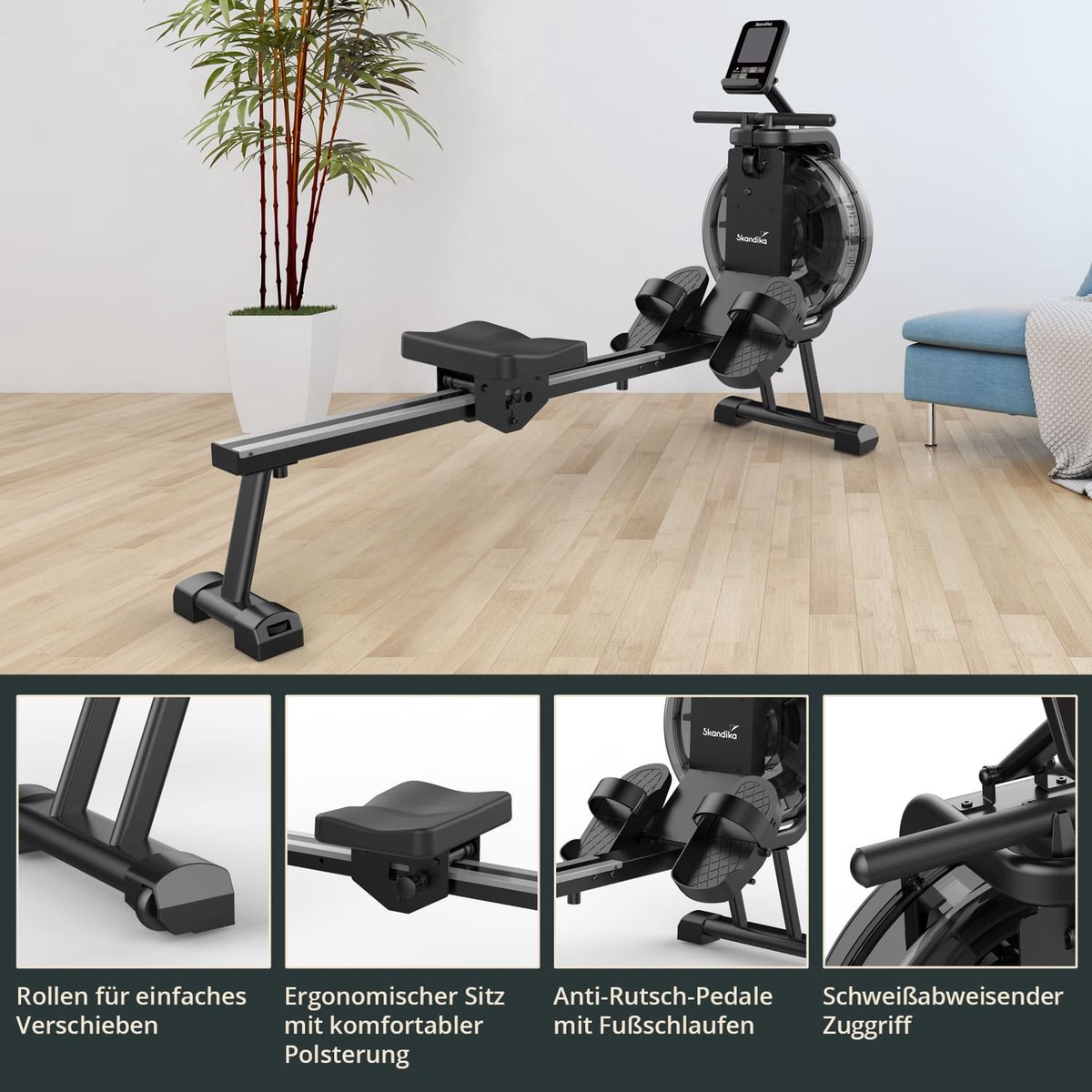 Skandika Mora Roeimachine Waterweerstand Zwart - afbeelding 3