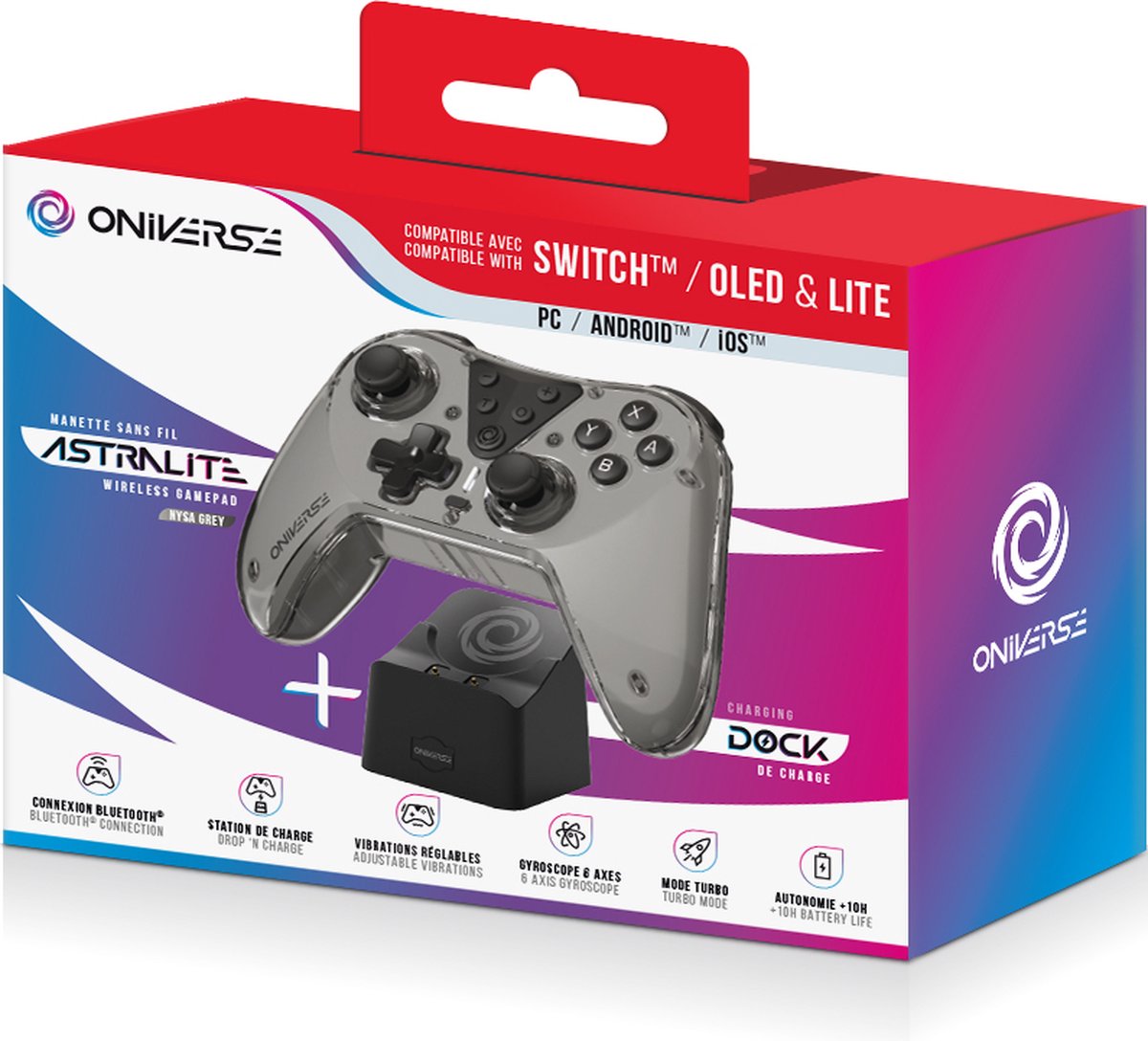 ONIVERSE - Wireless Astralite Bluetooth Controller Smoked Black + Charging Station - Switch / PC