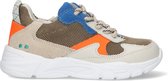 BunniesJR 224343-503 Jongens Lage Sneakers - Grijs/Oranje/Blauw - Imitatieleer - Veters