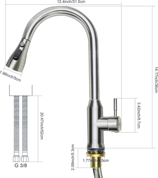 Keukenkraan Grohe Feel 1-Gats Met 140 Graden Draaibare Hoge Uitloop Met Uittrekbare Mousseur