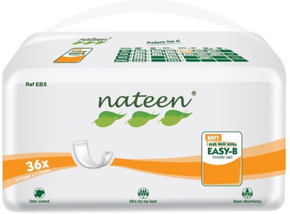 Goedkoopste Nateen Easy-B Soft - Non waterproof rechte luier 12 x 39 cm - 1 pak van 36 stuks