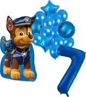 Paw Patrol Chase ballon set - 58x78cm - Folie Ballon - 7 jaar - Themafeest - Verjaardag - Ballonnen - Versiering - Helium ballon