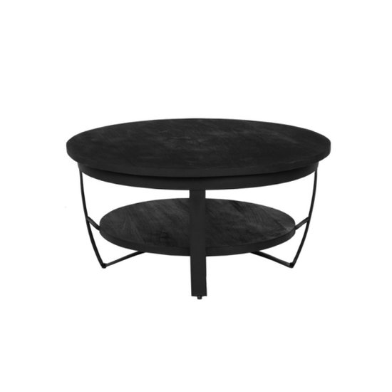 Salontafel rond Mangohout - Industrieel - Salon tafel - Koffietafel - Bijzettafel - Rond - 90 cm - zwart