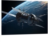 Dibond - Ruimte - Ruimteschip - Aarde - Planeet - 100x75 cm Foto op Aluminium (Met Ophangsysteem)