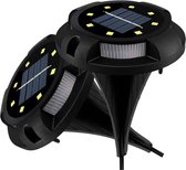 Jumada's - 4-delige set LED Grondspot - Solar Tuinverlichting - Buitenlamp op Zonne-energie - Warm wit - Blauw licht