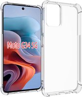 Motorola Moto G34 Hoesje - MobyDefend Transparante Shockproof TPU Gelcase - Verstevigde Hoeken - Volledig Doorzichtig - GSM Hoesje - Telefoonhoesje Geschikt Voor Motorola Moto G34