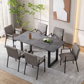 Set van 6 verticale gestreepte eetkamerstoelen, gewatteerde stoel met metalen poten, moderne loungestoel, slaapkamerwoonkamerstoel, fauteuil,