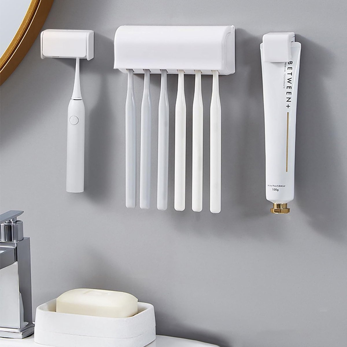 Support De Brosse à Dents Et Dentifrice Pour Salle De Bain, Boîte De Rangement Pour Brosse à Dents, Facile à Nettoyer, 2025 Nouveau
