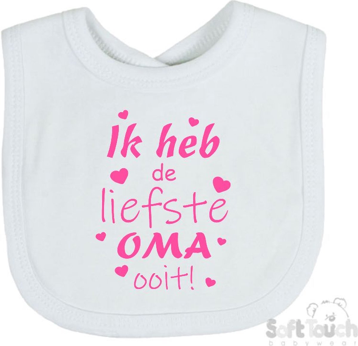Goedkoopste Soft Touch Slabber Slabbetje Slab Ik heb de liefste Oma ooit! Moederdag Unisex Katoen Wit/roze Maat 33x22 Cm