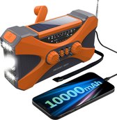 Malaworx - Noodradio met SOS-functie en Solar Opladen - Krachtige 10000 mAh Batterij - LED Zaklamp en Telefoonoplader - AM/FM/WB Radiofunctie - Draagbare Radio - Zonder Batterij
