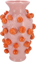 Viv! Home Luxuries vaas - Fruit - Mandarijnen - Aardewerk - roze oranje - 38cm