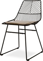Nolon Pluck Wire Chair Zwart - Chaise de salle à manger - Métal - avec coussin d'assise - Beige - Industriel