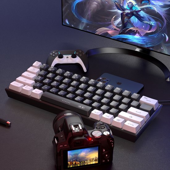 MageGee TS91 - Gaming Toetsenbord - RGB Keyboard - 60% Keyboard - TKL - Ergonomisch - Wit & Zwart - MageGee