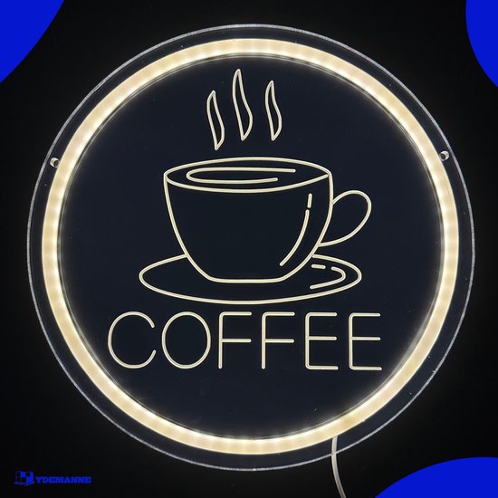 Neon Lamp - Coffee - Incl. Ophanghaakjes - Neon Sign - Neon Verlichting - Neon Led Lamp - Wandlamp