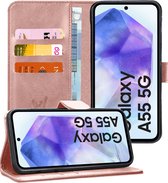 Hoesje geschikt voor Samsung Galaxy A55 - Portemonnee Book Case Rosegoud