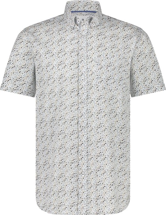 State of Art - Short Sleeve Overhemd Print Blauw - Heren - Maat XL - Regular-fit
