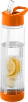 Waterfles met rietje - Fruit filter - Tritan drinkfles - Volwassenen - Oranje - 740ml