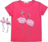 Seagull t-shirt pink flamingo's glitter kroon 170/176