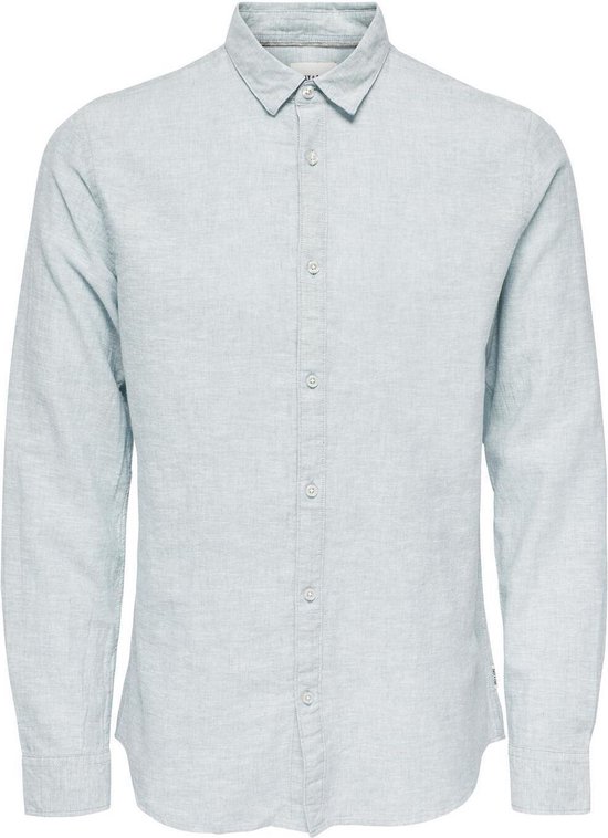 Only & Sons Overhemd Onscaiden Ls Solid Linen Shirt Noos 22012321 Cashmere Blue Mannen Maat - XS