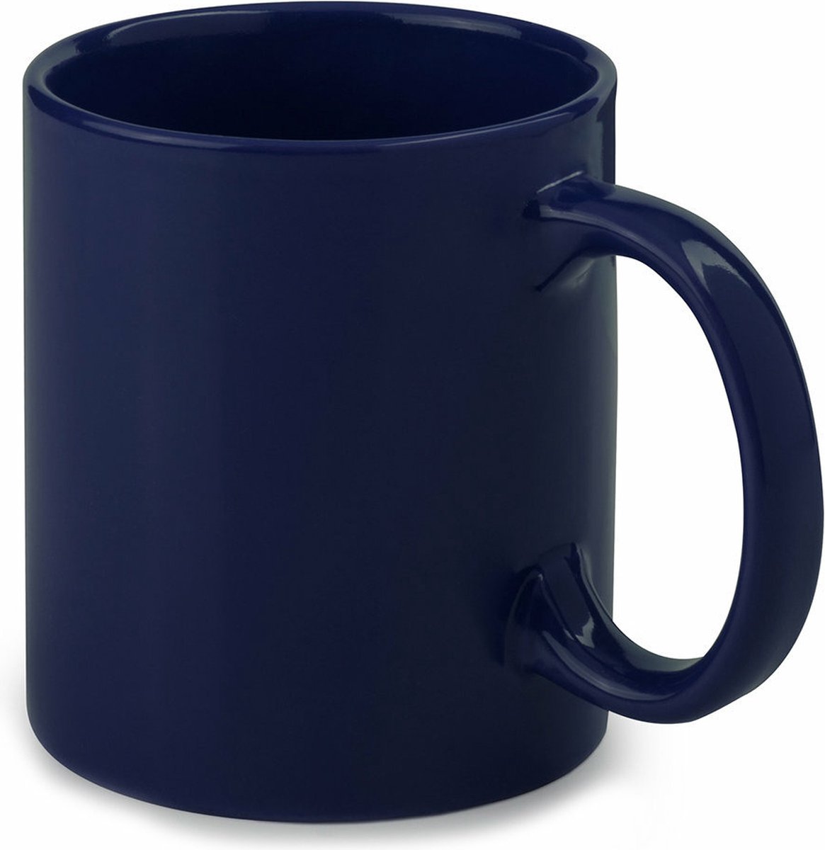 Bellatio Design Koffie mokken/bekers - keramiek - glans - met oor - navy - 370 ml