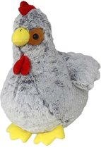 Gerimport Pluche kip knuffel - 30 cm - grijs - boederijdieren kippen speelgoed knuffels