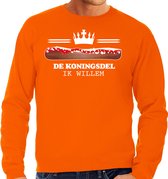 Bellatio Decorations Koningsdag sweater voor heren - koningsdel/frikandel - oranje - feestkleding XL