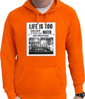 Bellatio Decorations Koningsdag hoodie voor heren - vintage poster - oranje - oranje feestkleding M