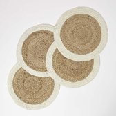 Set van 4 jute placemats rond gevlochten 40 cm natuurlijke crème placemats van natuurlijke vezels
