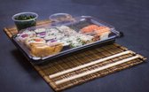 PLA sushi tray met afsluitbare deksel 17,5x12,5x4cm | Inhoud: 300 stuks