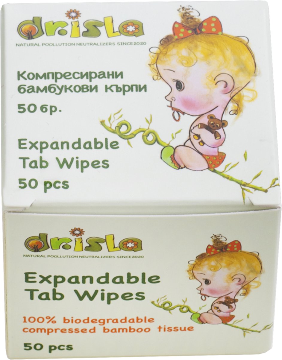 Goedkoopste Dr. Isla - Gecomprimeerde baby doekjes - Bamboo - 50 tabletten - Biologisch afbreekbaar - Antibacterieel - Compact