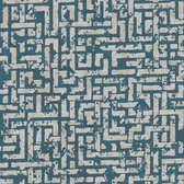 Papier peint graphique Profhome 386953-GU papier peint intissé texturé avec des formes géométriques chatoyantes turquoise or pétrole argent 5,33 m2