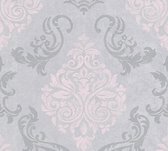 Barok behang Profhome 953726-GU vliesbehang licht gestructureerd in barok stijl glinsterend grijs zilver roze 5,33 m2