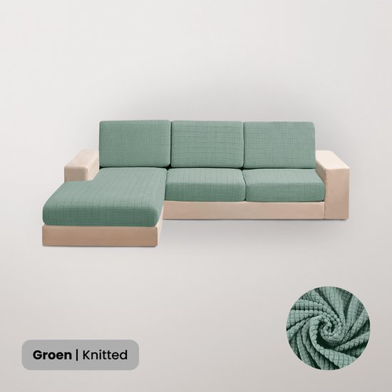 Foto: Bankhoesdiscounter knitted l vorm zitkussen hoes bankhoes stretch kussenhoezen bankbeschermer voor hoekbank zetelhoes zetelbeschermer sofa cover groen