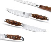 Steakmes, 12,8 cm, Duits roestvrij staal, slagersmes scherp Chinees hakbijl mes met houten pakkawood handvat voor botten