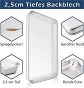 TEAMFAR Kleine ovenplaat, koolstofstaal, bakplaat met antiaanbaklaag, rechthoekige bakvorm voor bakken, koken, serveren, gezond en robuust, gemakkelijk te reinigen, 26,5 x 20,5 x 2,5 cm