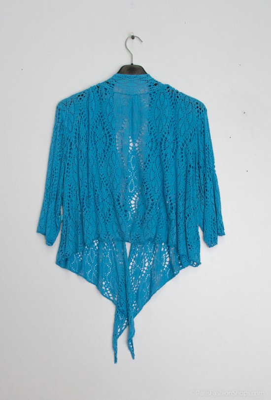Dames vest Resa effen turquoise cyaan bolero model XL/XXL Curvy Mode