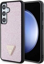 Guess Rhinestones Triangle Logo Back Case - Geschikt voor Samsung Galaxy S24 (S921) - Roze