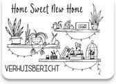 Studio Juulz - Verhuiskaart 15 x HOME SWEET NEW HOME' plantjes en boeken op boekenplank | Verhuiskaarten | Verhuizen | Adreswijziging | Verhuisbericht | Nieuw huis | Samenwonen | Lief | Modern | Huisje | A6 | zwart wit