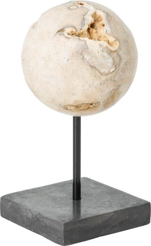 MUST Living Object Ball Cheese Stone, 30xØ15 cm, marbre crème avec support en marbre noir