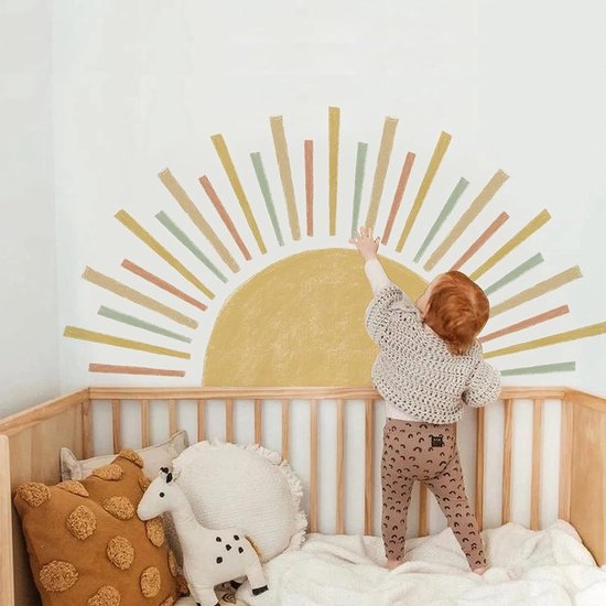 Sticker mural beige soleil - Chambre enfant, chambre bébé - Décoration murale - Sticker mural