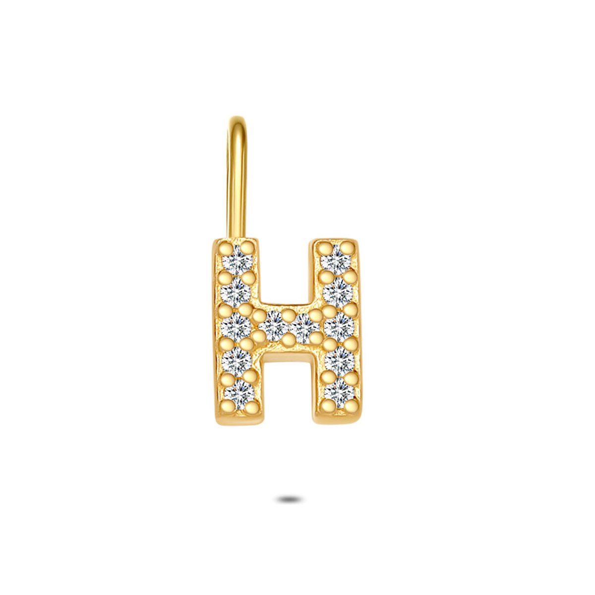 Twice As Nice Hanger in 18kt verguld zilver, letter H met steentjes